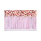 Painel De Tecido Sublimado Imita Cortina de Flores com Fundo Rosa