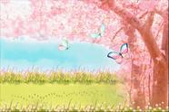 Painel de Tecido Sublimado Jardim Aquarela Cerejeira Borboletas no Jardim Painel de Tecido Sublimado Jardim Aquarela Cerejeira Borboletas no Jardim