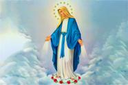 Painel de Tecido Sublimado Nossa Senhora das Graças Céus de nuvens