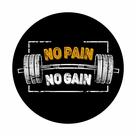 Painel de Tecido Sublimado Redondo Academia Musculação Treino Motivacional No Pain No Gain c/ Elástico