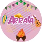 Painel de Tecido Sublimado Redondo Arraiá Rosa Fogos e Fogueira c/ Elástico