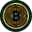 Painel de Tecido Sublimado Redondo Bitcoin Criptomoeda Glitter c/ Elástico