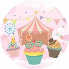 Painel de Tecido Sublimado Redondo Carnaval de Doce Candy