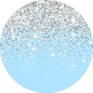 Painel de Tecido Sublimado Redondo Chuva de Glitter Prata Fundo Azul Claro c/ Elástico