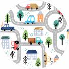 Painel de Tecido Sublimado Redondo Cidade Carrinhos Desenhos Ruas e Casas c/ Elástico