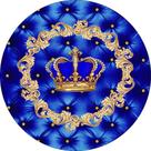 Painel de Tecido Sublimado Redondo Coroa Menino Capitone Azul c/ Elástico Painel de Tecido Sublimado Redondo Coroa Menino Capitone Azul c/ Elástico