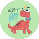 Painel de Tecido Sublimado Redondo Dino Vermelho Rabiscado c/ Elástico