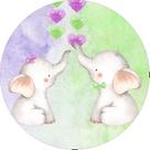 Painel de Tecido Sublimado Redondo Elefantinhos Corações Aquarela Cute c/ Elástico