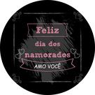 Painel de Tecido Sublimado Redondo Feliz Dia dos Namorados Amo Você Arabescos e Corações c/ Elástico