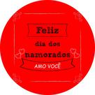 Painel de Tecido Sublimado Redondo Feliz Dia Dos Namorados Corações e Desenhos Silhuetas c/ Elástico