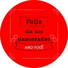 Painel de Tecido Sublimado Redondo Feliz Dia Dos Namorados Corações e Desenhos Silhuetas c/ Elástico