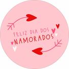 Painel de Tecido Sublimado Redondo Feliz Dia dos Namorados Flechas Rosa c/ Elástico