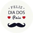 Painel de Tecido Sublimado Redondo Feliz Dia dos Pais Bigode Fundo Branco c/ Elástico 1,5x1,5m