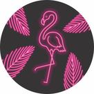 Painel De Tecido Sublimado Redondo Flamingo Neon C/Elástico