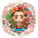 Painel de Tecido Sublimado Redondo Frida Kahlo Cute Flores Aquarela C/ Elástico