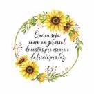 Painel de Tecido Sublimado Redondo Girassóis Flores Aquarela Frase Glitter Dourado c/ Elástico 1,5x1,5m