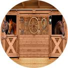 Painel De Tecido sublimado Redondo Haras Estábulos Cavalos C/Elástico