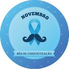 Painel de Tecido Sublimado Redondo Novembro Azul Bigode e Laço Azul c/ Elástico