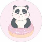 Painel De Tecido Sublimado Redondo Panda No Donuts C/Elástico