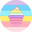 Painel de Tecido Sublimado Redondo Pop It Fidget Toy Cupcake Arco Íris c/ Elástico