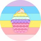 Painel de Tecido Sublimado Redondo Pop It Fidget Toy Cupcake Arco Íris c/ Elástico