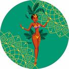 Painel De Tecido Sublimado Redondo Sambista de Carnaval C/Elástico