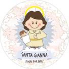 Painel de Tecido Sublimado Redondo Santinhos Católicos Santa Gianna c/ Elástico Painel de Tecido Sublimado Redondo Santinhos Católicos Santa Gianna c/ Elástico