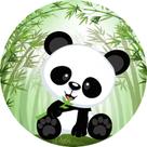 Painel De Tecido Sublimado Redondo Ursinho Panda Fundo Verde Bambu C/Elástico