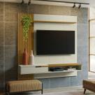 Painel Decor Ripado P/Tvs Até 65 Polegadas C/ Nicho Suspenso 180cm Off White/Cedro - Olivar Móveis Painel Decor Ripado P/Tvs Até 65 Polegadas C/ Nicho Suspenso 180cm Off White/Cedro - Olivar Móveis