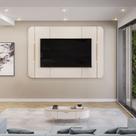 Painel Decorativo Deep TV até 65" Luminárias Douradas OffWhite G18 - Gran Belo