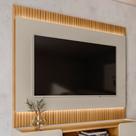 Painel Decorativo Singapura MDP/MDF TV até 70 Polegadas Ripado 1.8 Tauari/Off White G77 - Gran Belo