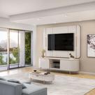Painel e Bancada TV 65" 2 Portas Deep Luminárias Douradas Pés Metálicos OffWhite G18 - Gran Belo
