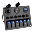 Painel Elétrico 6 Botões Carregador Usb Voltímetro 12-24 V