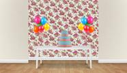 Painel em Jacquard Estampado Floral Vermelho Painel em Jacquard Estampado Floral Vermelho