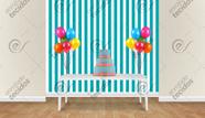 Painel em Jacquard Estampado Listrado Azul Turquesa Painel em Jacquard Estampado Listrado Azul Turquesa