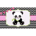 Painel Em Tecido Sublimado Panda Chevron Rosa 001 Painel Em Tecido Sublimado Panda Chevron Rosa 001