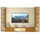 Painel Estante Home Suspenso Gelius Luminare Reflecta com LED 2 torres cristaleiras com espelhos 100% MDF largura de 293 cm OFF White Naturale