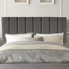 Painel Estofada Carla 100cm Solteiro Para Cama Box Quarto material sintético Cinza
