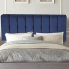 Painel Estofado Luxo Botão Kiara 160cm Queen Size Para Cama Box Suede Azul Marinho - Gat Magazine