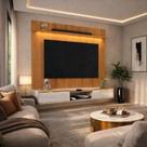 Painel Évora para TV 75” com Bancada Atlas 180cm Lukaliam Jequitiba/Off White