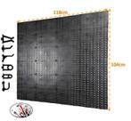 Painel Expositor De Ferramentas Modular 118cm x 104cm Em Plástico Perfurado Com 96 Ganchos Parede Preto - AMZ
