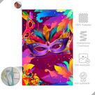 Painel Festa Carnaval Vertical em Tecido Casadinho Máscaras de Carnaval Cores Vivas