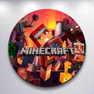 Painel Festa Sublimado Capa Game Craft Jogo Menino Decoração Estampa Infantil Redondo Mini ou Grande