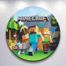 Painel Festa Sublimado Capa Game Craft Jogo Menino Decoração Estampa Infantil Redondo Mini ou Grande