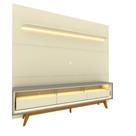 Painel Gelius Royal com Rack Requinte 100% MDF largura de 220 cm para TV de até 85 polegadas com pés de madeira OFF White/Cinza-OFF White Painel Gelius Royal com Rack Requinte 100% MDF largura de 220 cm para TV de até 85 polegadas com pés de madeira OFF White/Cinza-OFF White