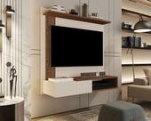Painel Giovani Até 32 Polegadas Off white / Freijó - Comprar Moveis em Casa
