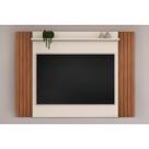 Painel Home p/TV até 50 Polegadas Trend Ripado Extensível c/ Prateleira 108x136cm Freijo/Off White - DJ Móveis