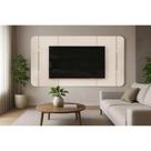 Painel Home p/ TV até 75 Pol Areta 218x132cm Off White - DJ Móveis Painel Home p/ TV até 75 Pol Areta 218x132cm Off White - DJ Móveis