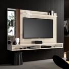 Painel Home para Tv até 55 Polegadas Ripado com Espelho Aria 160cm Via Nossa