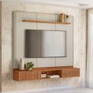 Painel Home Para TV Sala De Estar Amarante Canela Off White Fosco 162cm Painel Home Para TV Sala De Estar Amarante Canela Off White Fosco 162cm